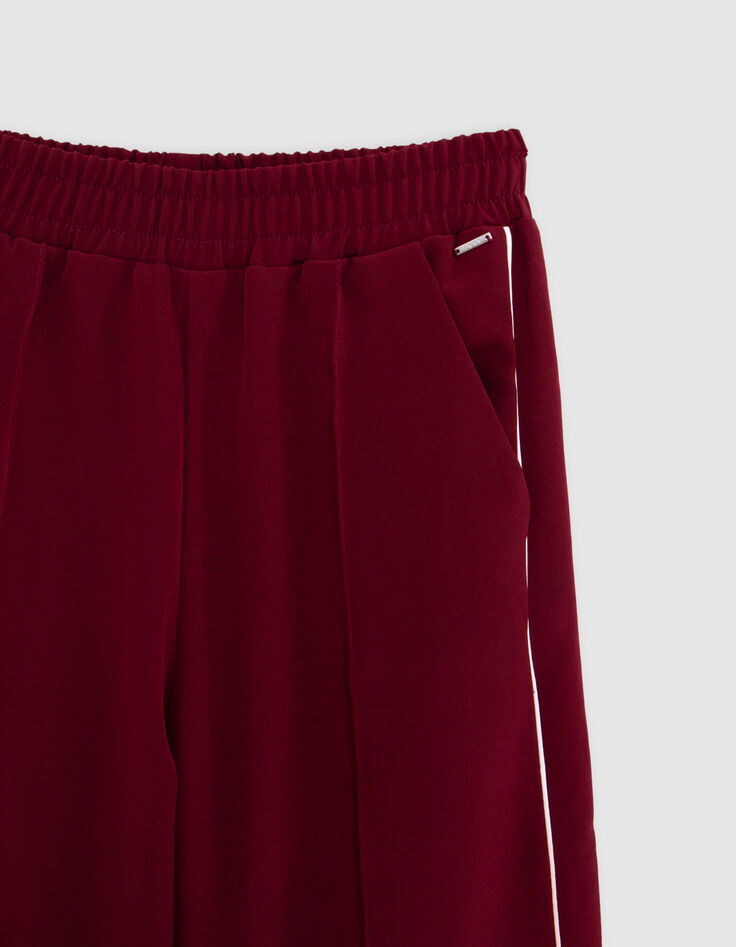 Pantalon large bordeaux biais écrus côtés fille-5