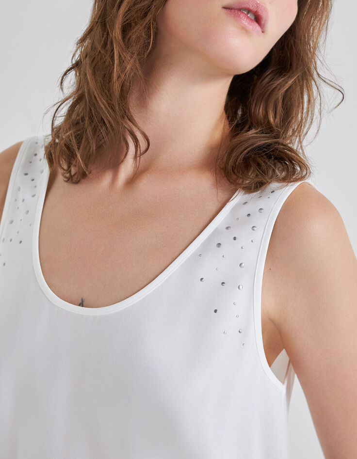 Women’s white recycled studded front/back reversible top-4