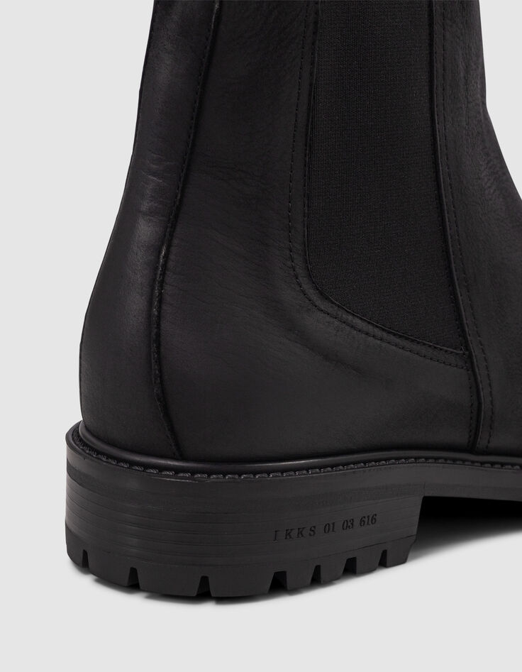 Chelsea boots noires crantées cuir nubuck Homme-4