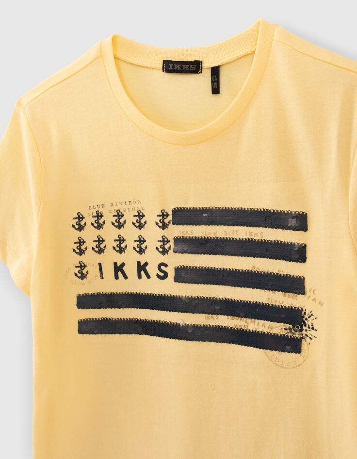 T-shirt jaune coton bio sequins réversibles-4
