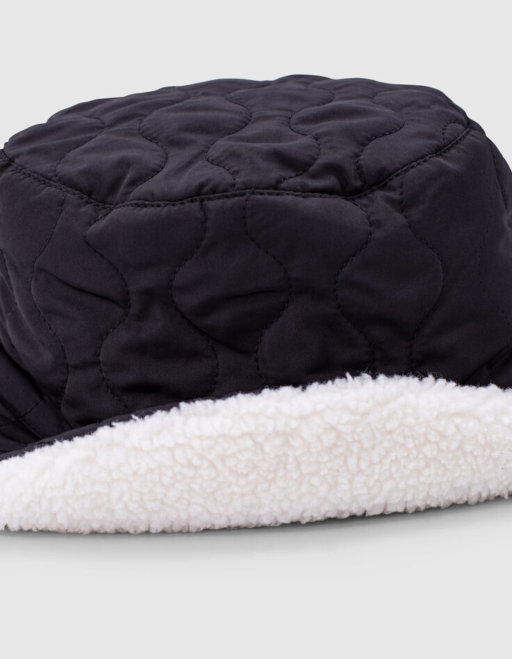 Bob reversible negro acolchado o crudo sherpa niña-6