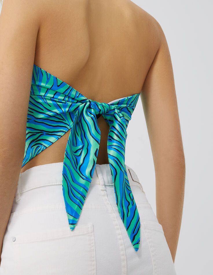 Women’s turquoise zebra print scarf-bustier-4