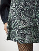 Grüner, drapierter Damenrüschenrock mit Paisleyprint-4