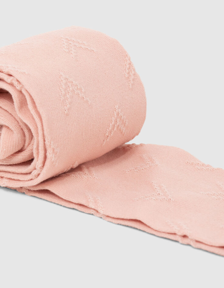 Girls’ pink chevron motif knit tights-3