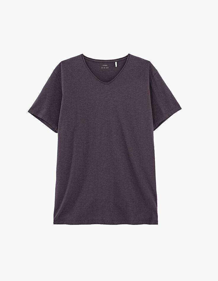 Antraciet T-shirt L'Essentiel V-hals heren-1