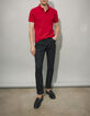 Men’s red mixed fabric SLIM polo shirt-5