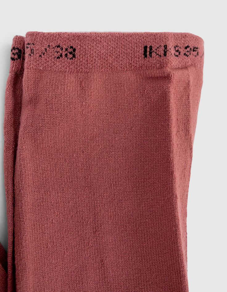 Collants bois de rose tricot motifs chevrons fille-3