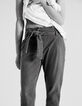 Grijze large jeans hoge taille cropped lengte dames-6