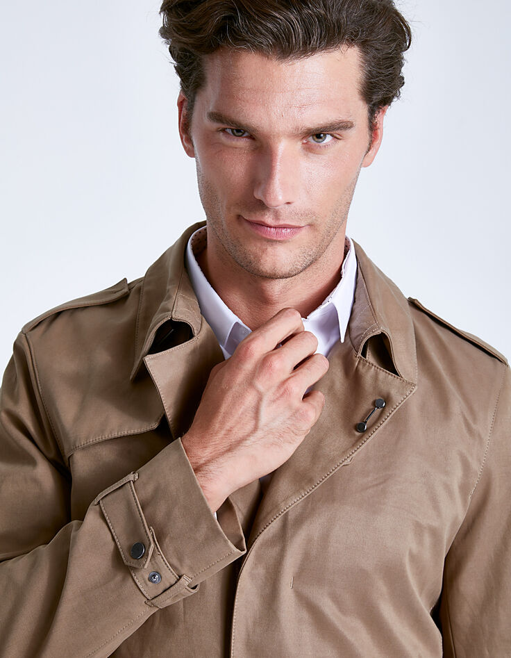 Trench beige foncé à pressions Homme-5