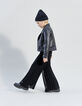 Black pleated wide-leg pants for girls-3