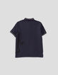 Boys’ navy polo shirt with black side marking-3