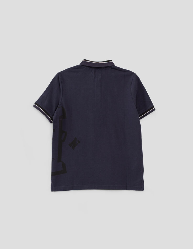 Polo navy marquage noir côté garçon -3