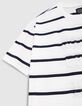 Camiseta blanca algodón orgánico logo WAY rayas niño-7