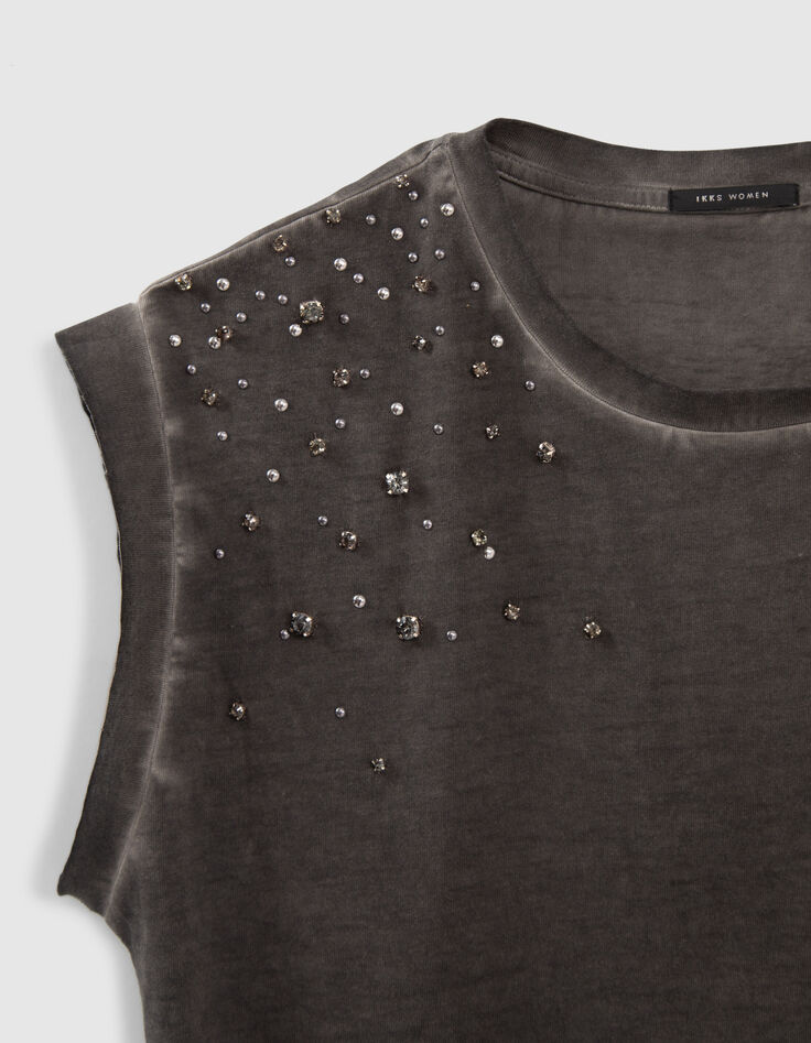 Women’s black T-shirt with studs and diamante-4