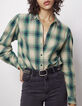 Women’s green and white check cotton shirt with badge-1