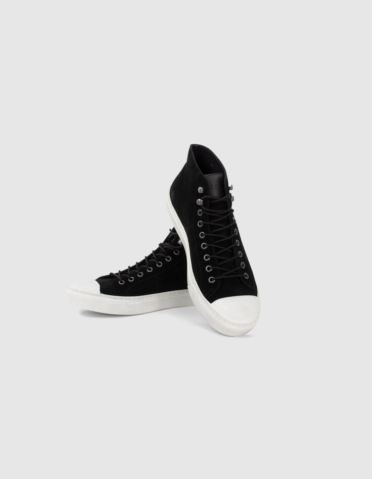 Men’s black suede high-top trainers-6