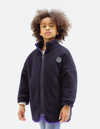 Manteau réversible marine nylon étoiles et sherpa fille - IKKS