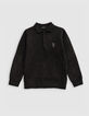 Black sweater polo neck Intarsia message boy back-3