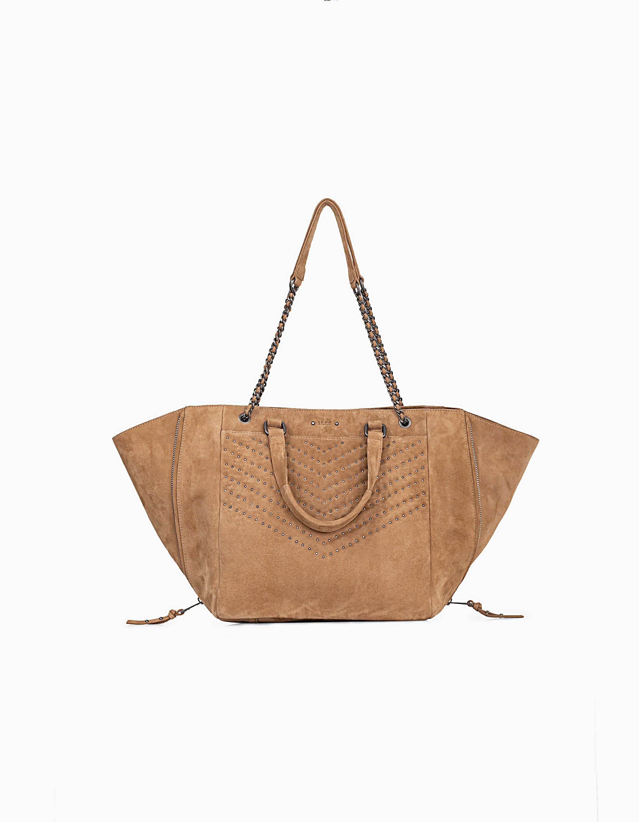 Women's THE SAND 1440 ROCK suede chevron quilted tote bag