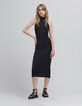 Women's black lurex mesh dress with American neckline-6