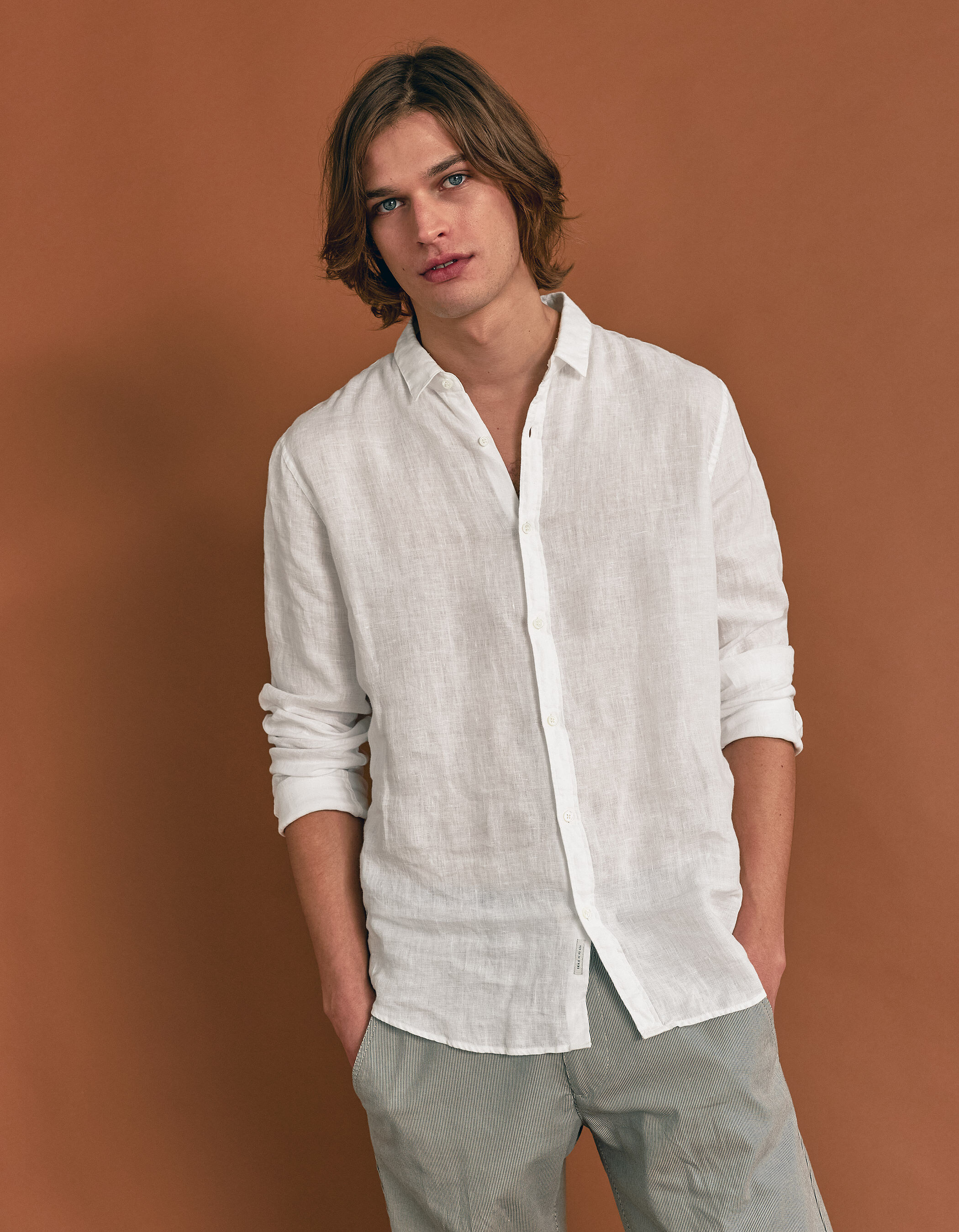 Camisa blanca 2024 hombre lino