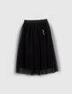 Girls’ black dotted Swiss tulle midi skirt-2