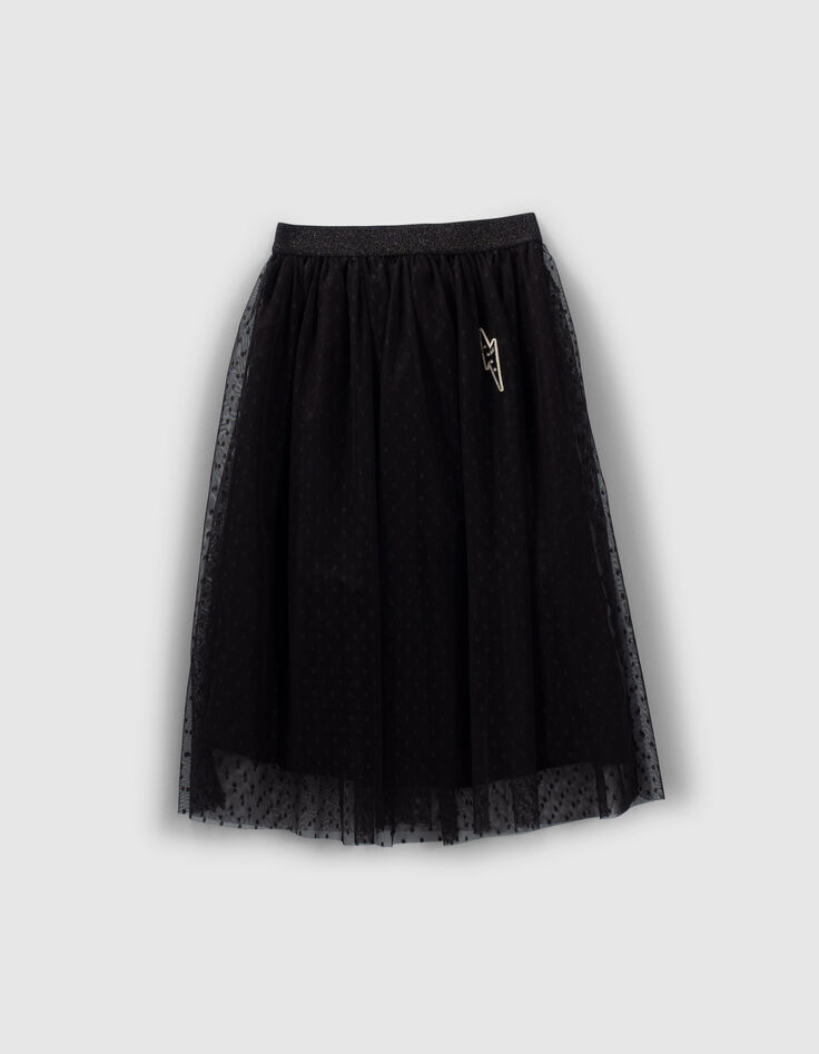 Jupe midi noire tulle plumetis fille-2