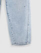 Girl's BALLOON blue waterless jeans with multi-stud design-5