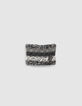 Baby boys’ dark grey wide-stripe knit snood-1