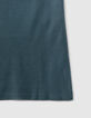 Blauw T-shirt ribtricot kanten boord dames-3