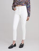 Women's slim white powerstretch braided belt cropped jeans-2