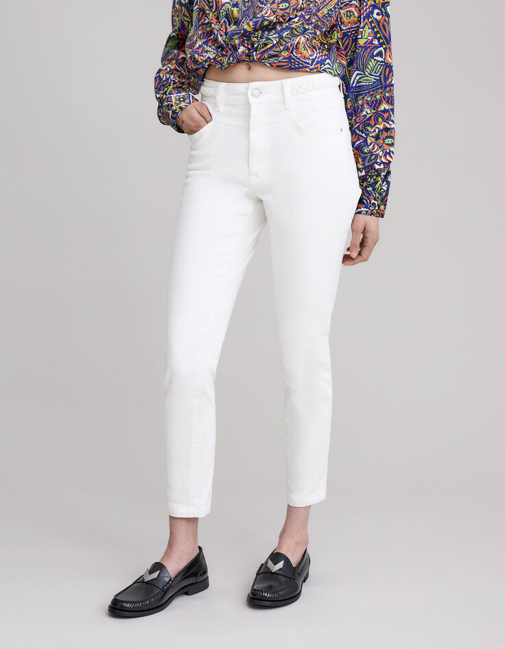 Pantalón vaquero slim blanco stretch cinturón trenzado-2