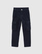 Boys’ navy corduroy COMBAT trousers-2