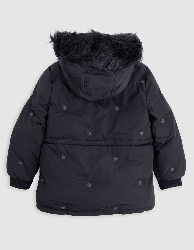 Parka 2-en-1 noire avec doudoune dorée sans manches fille-3