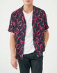 Men’s black REGULAR shirt with pink floral print-1