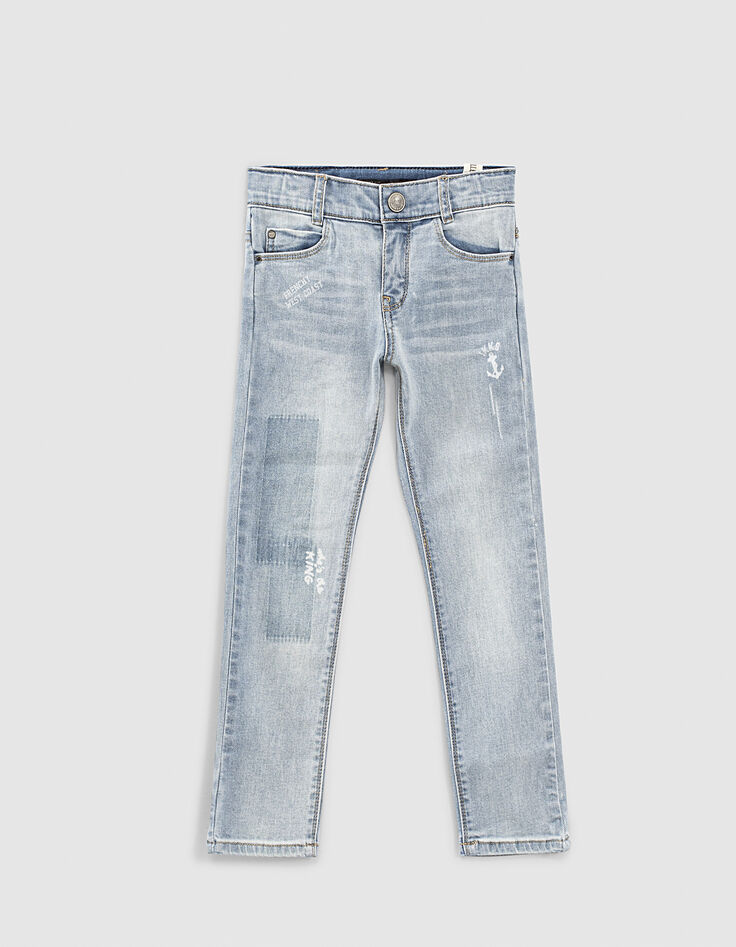 Boys’ faded blue waterless organic cotton slim jeans-1