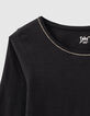 Girls’ black Essentials embroidered IKKS T-shirt-4