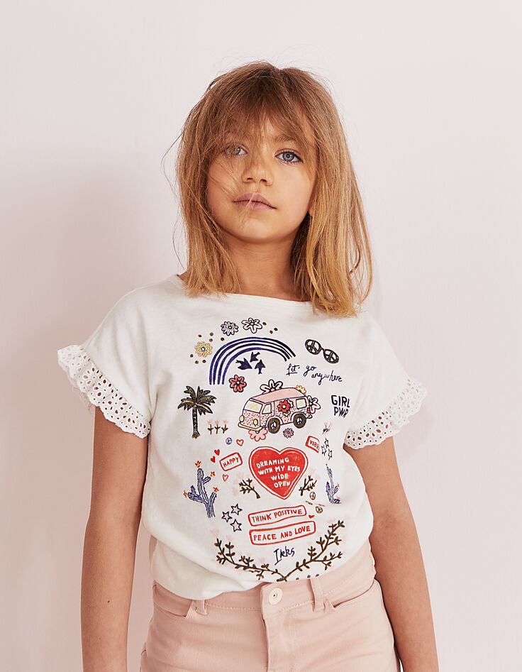 Girls’ off-white THINK POSITIVE T-shirt-1