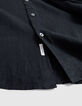 Schwarzes SLIM-Herrenhemd aus Leinen-4