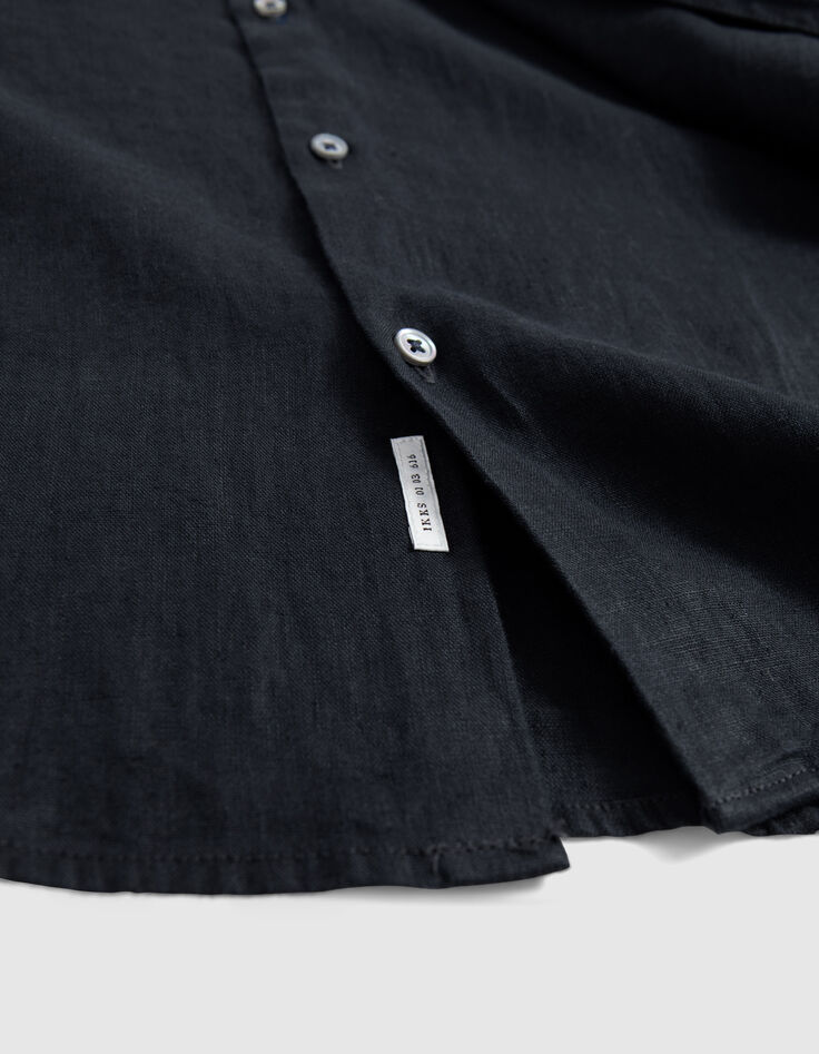 Zwart SLIM overhemd 100% linnen Heren-4