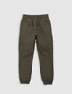 Boys’ khaki cargo trousers with elasticated waist & cuffs-3