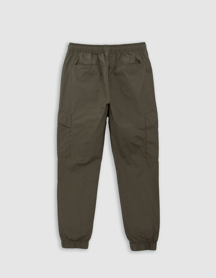 Boys’ khaki cargo trousers with elasticated waist & cuffs-3