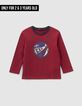 Jungen-T-Shirt bordeaux mit Ballmotiv aus Wendepailletten-5