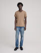 T-shirt L'Essentiel beige coton bio col V Homme-5