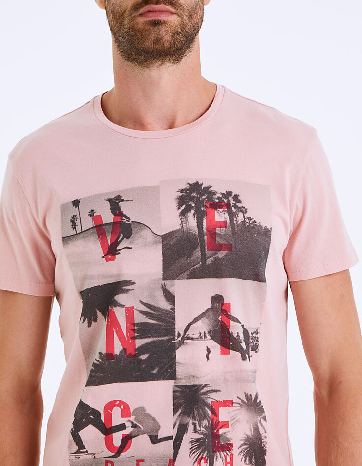 Tee-shirt rose pâle à photos Venice Beach Homme-5