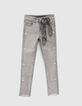 Jean skinny gris avec foulard graphique fille-1