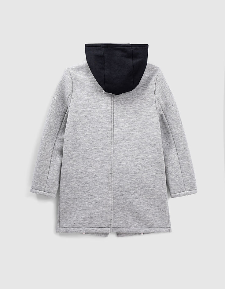 Girls’ grey coat with removable hood-facing-4