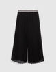 Black pleated wide-leg pants for girls-7