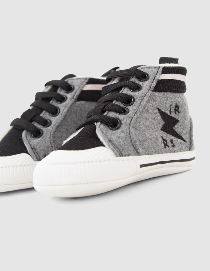 Sneakers grijs en zwart twee materialen babyjongens-5