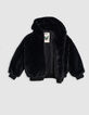 Chaqueta negra capucha sherpa maxi espigas espalda niña-6